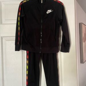 Nike Black Tracksuit with Colorful Stripes